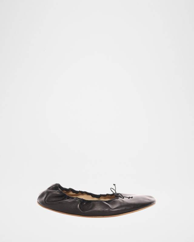 Leather Bow Ballerina Flats